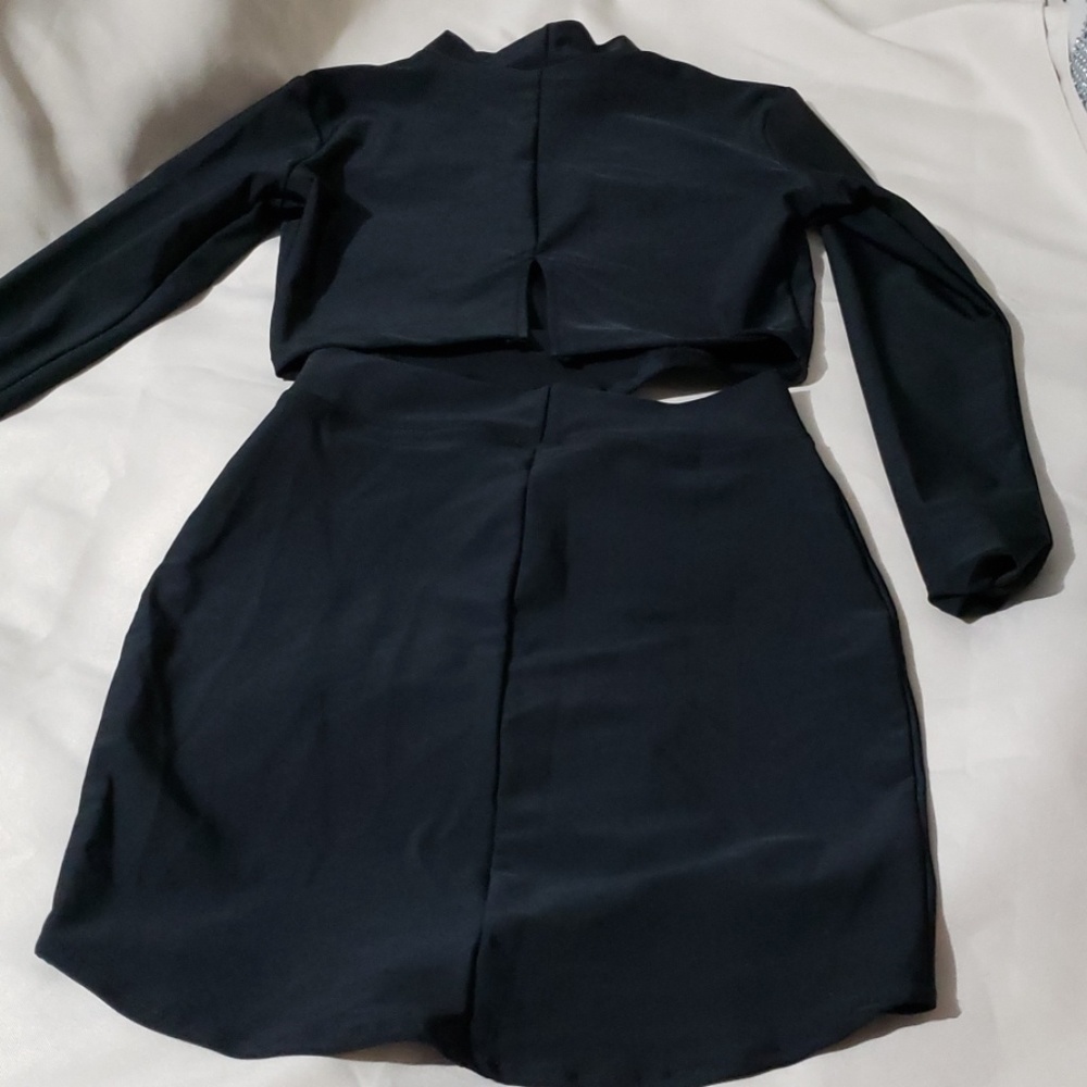 WANTMYLOOK two piece crop and skirts top open back - Picture 3 of 6